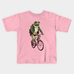 A Frog Riding a Bicycle Kids T-Shirt